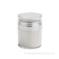 Nuevo diseño de 15 ml jarra sin aire plateado frascos cosméticos sin aire 30 ml 50 ml de contenedores de loción de bomba blanca